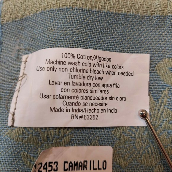 Cream Blue Green canvas floral Reversible Rectangle 19.5x13.5 Placemats Set of 4 - Picture 6 of 10